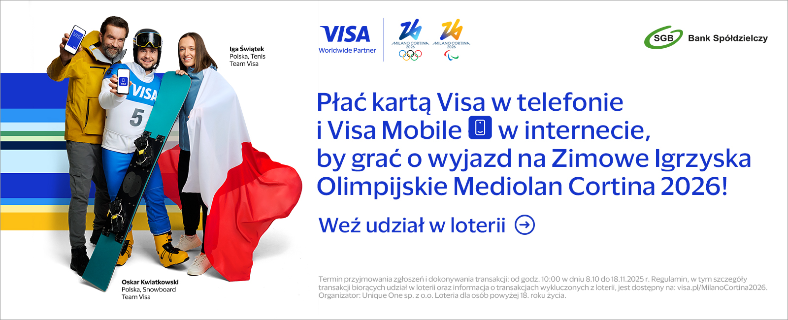 Płać kartą VISA i jedź na IO Mediolan Cortina 2026